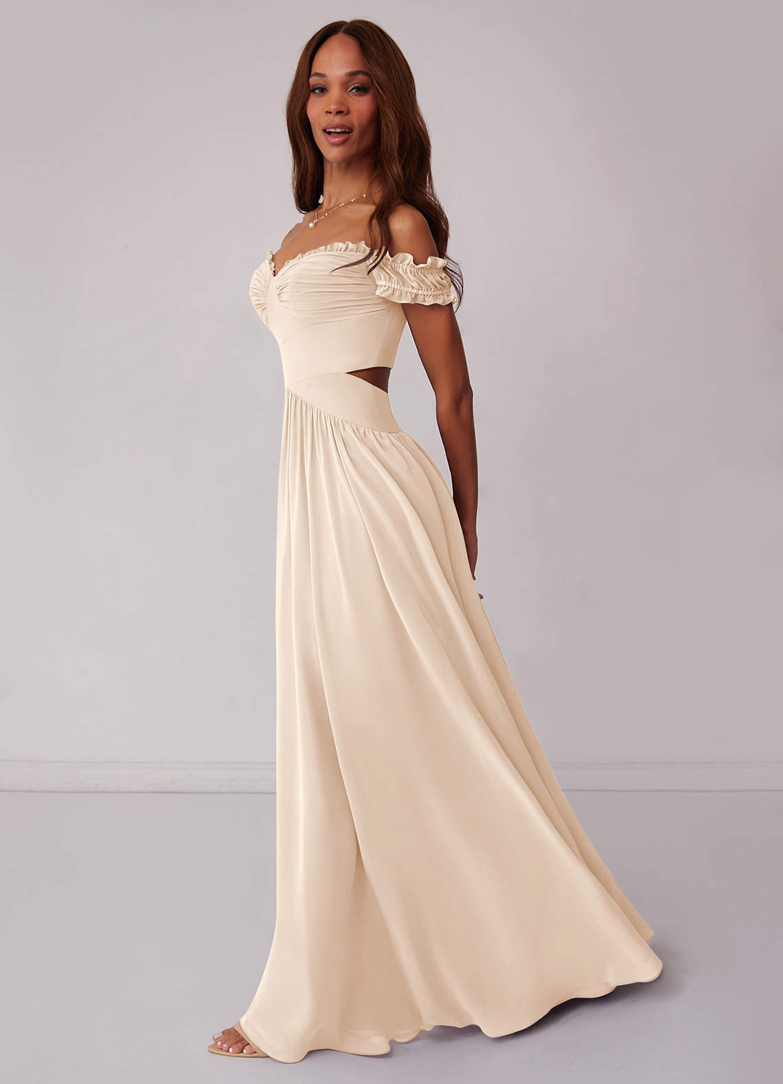 azazie barbie bridesmaid dress Barbie™ ❤ 1010 Ready to Ship Barbie™ Pink Chiffon Dresses Akari White Contrast Maxi Girl_Regency_Dress Formal dresses Women's size:10