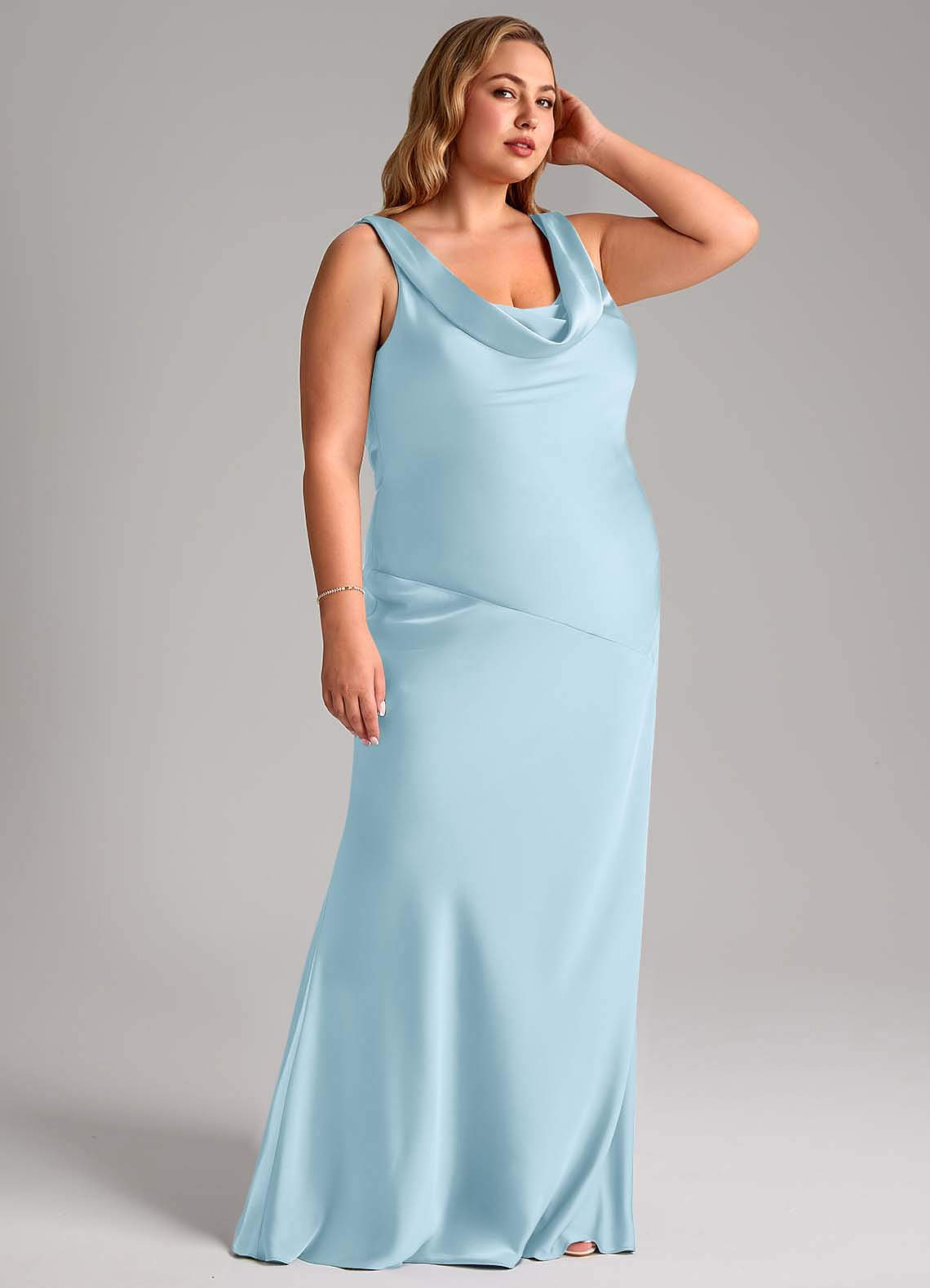 Azazie Rylina Bridesmaid Dresses Sky Blue Mermaid Stretch Satin Dress image9