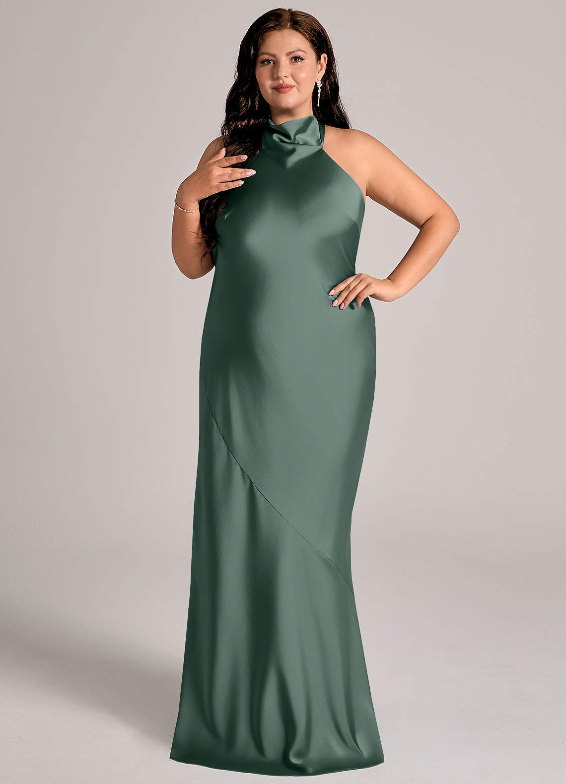 Azazie Velli Sea Moss Stretch Satin Bridesmaid Dresses | Azazie