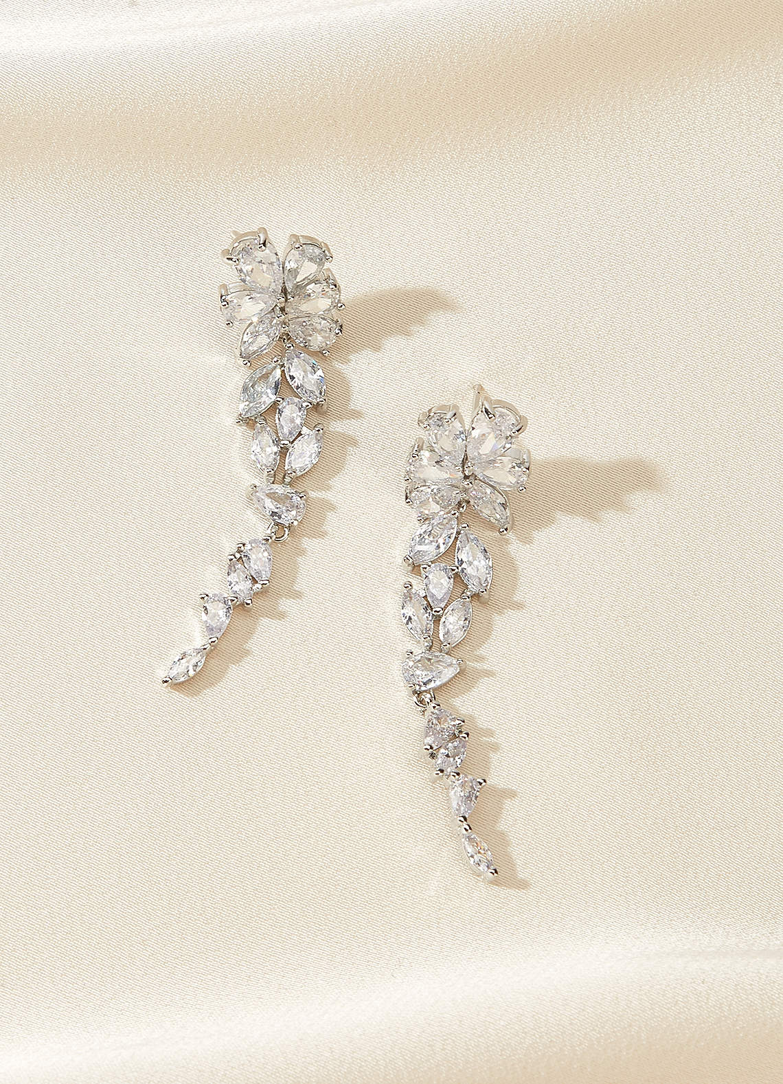 front Crystal Foliage Drop Earrings