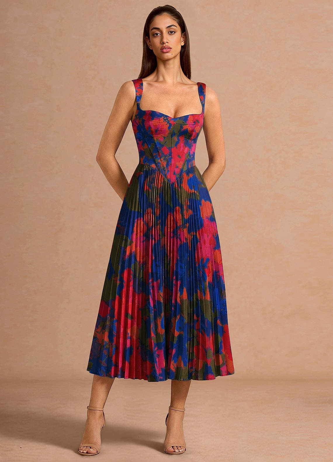 Hagar Orange Multi Midi Dress image3