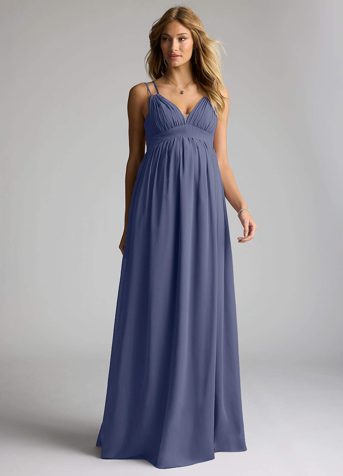 Azazie Emree Maternity Bridesmaid Dresses A-Line Chiffon Floor-Length Dress image1