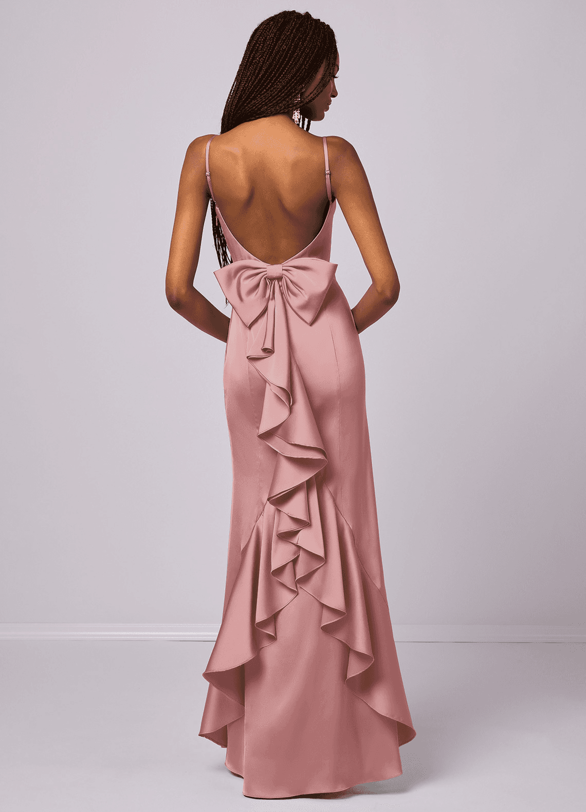Barbie ♥ Azazie Bridesmaid Dresses Dusty Rose Mermaid Bow Stretch Satin Dress image1