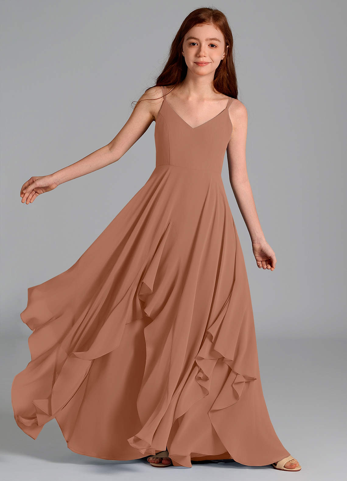 Azazie Karan Junior Bronzer A-Line Chiffon Dress image1