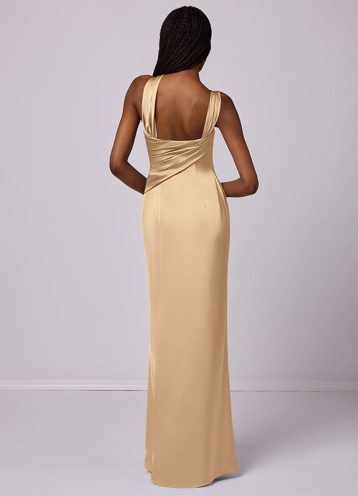 Barbie ♥ Azazie Bridesmaid Dresses Mermaid One Shoulder Stretch Satin Floor-Length Dress image8