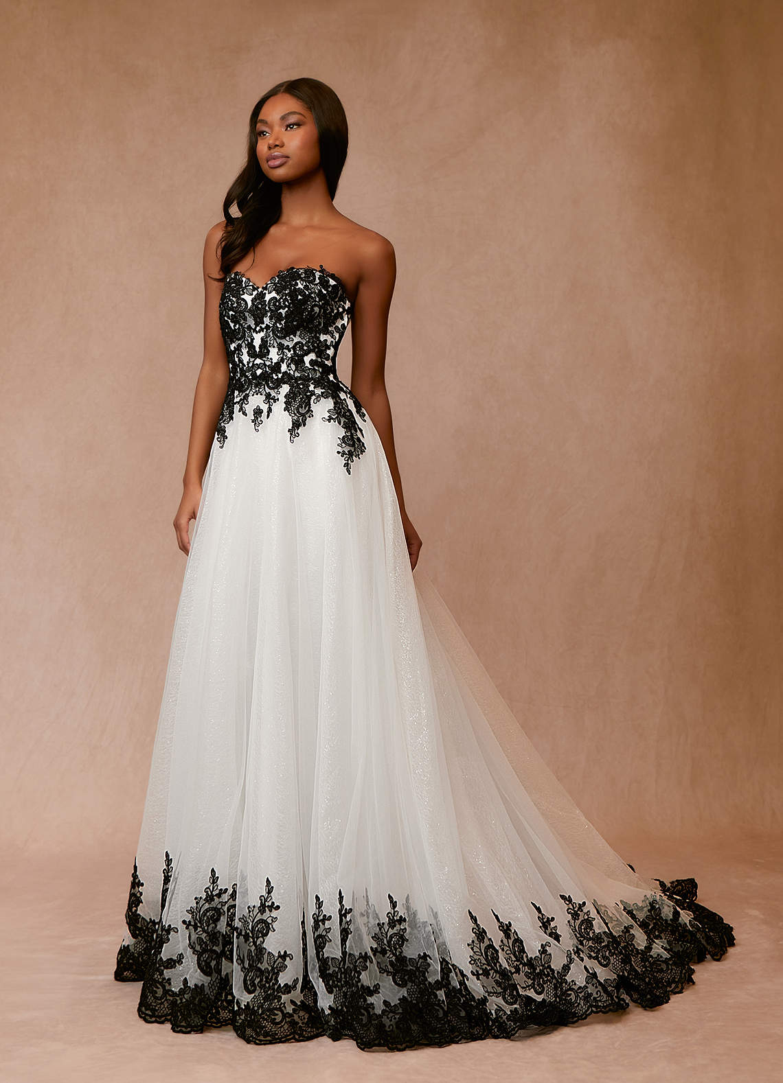 Long black wedding dress best sale