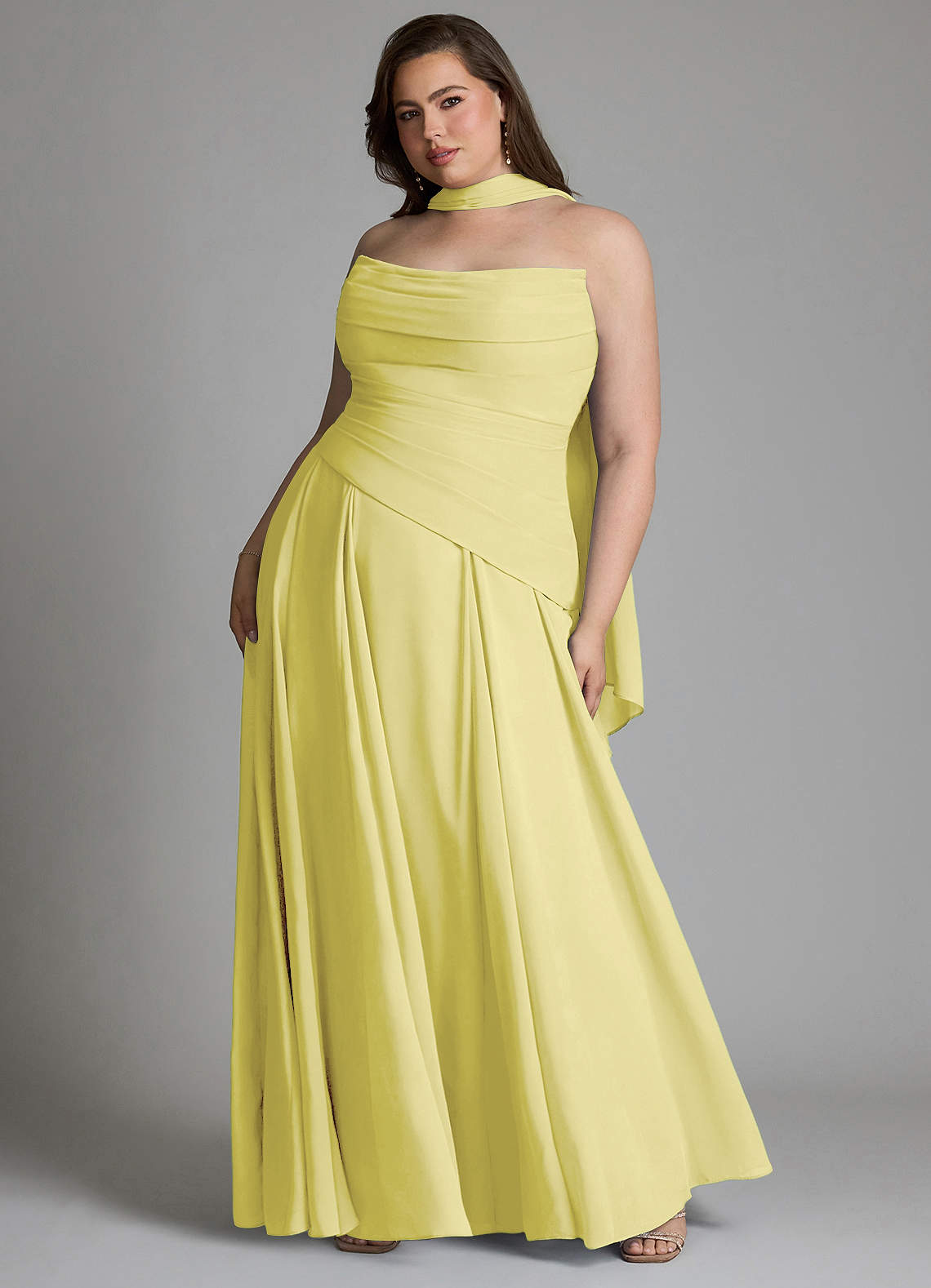 Azazie Gabriela Bridesmaid Dresses Lemon Sorbet A-Line Corset Chiffon Dress image12