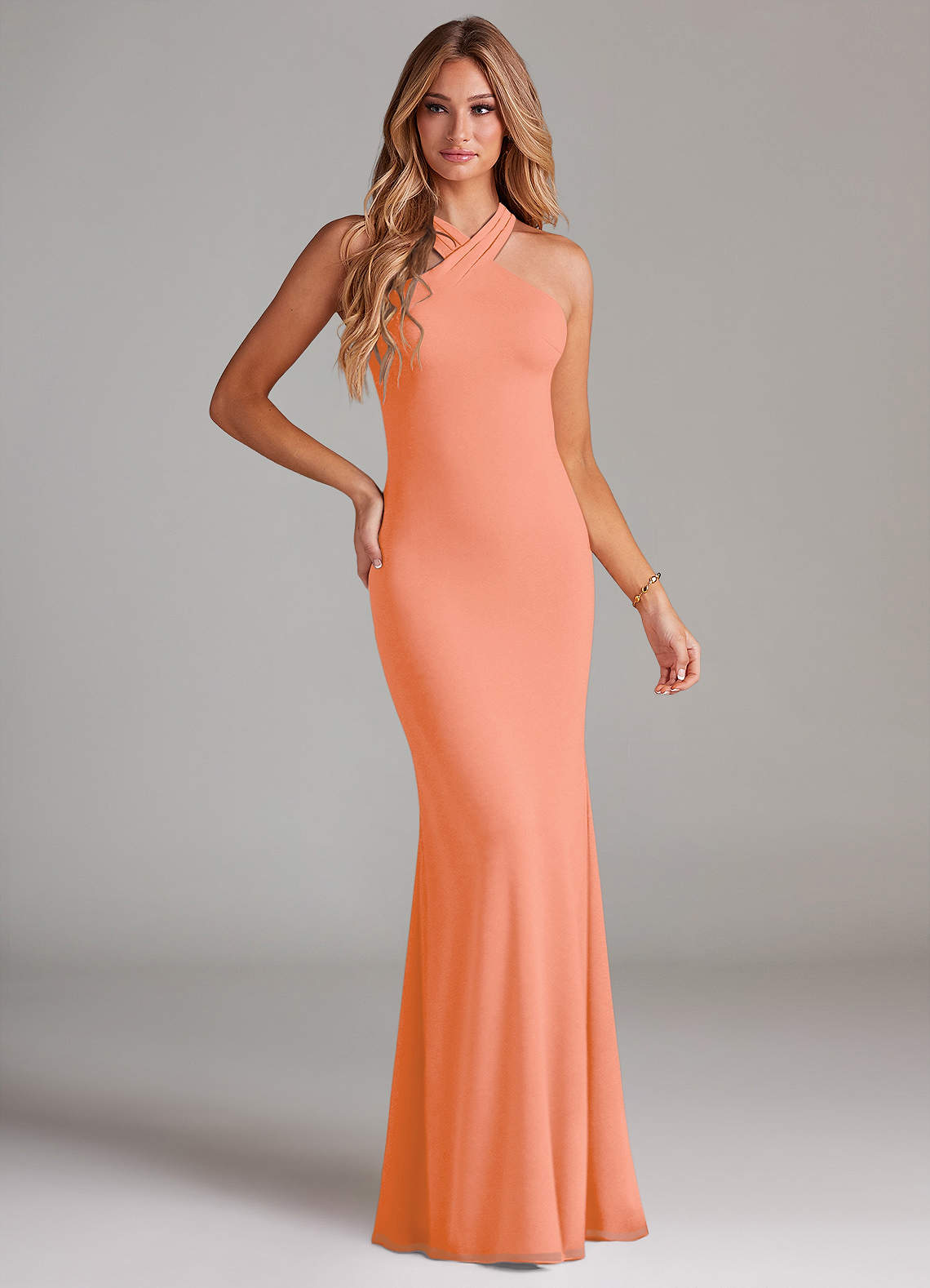 Azazie Doretta Bridesmaid Dresses Sunset Mermaid Pleated Chiffon Dress image1
