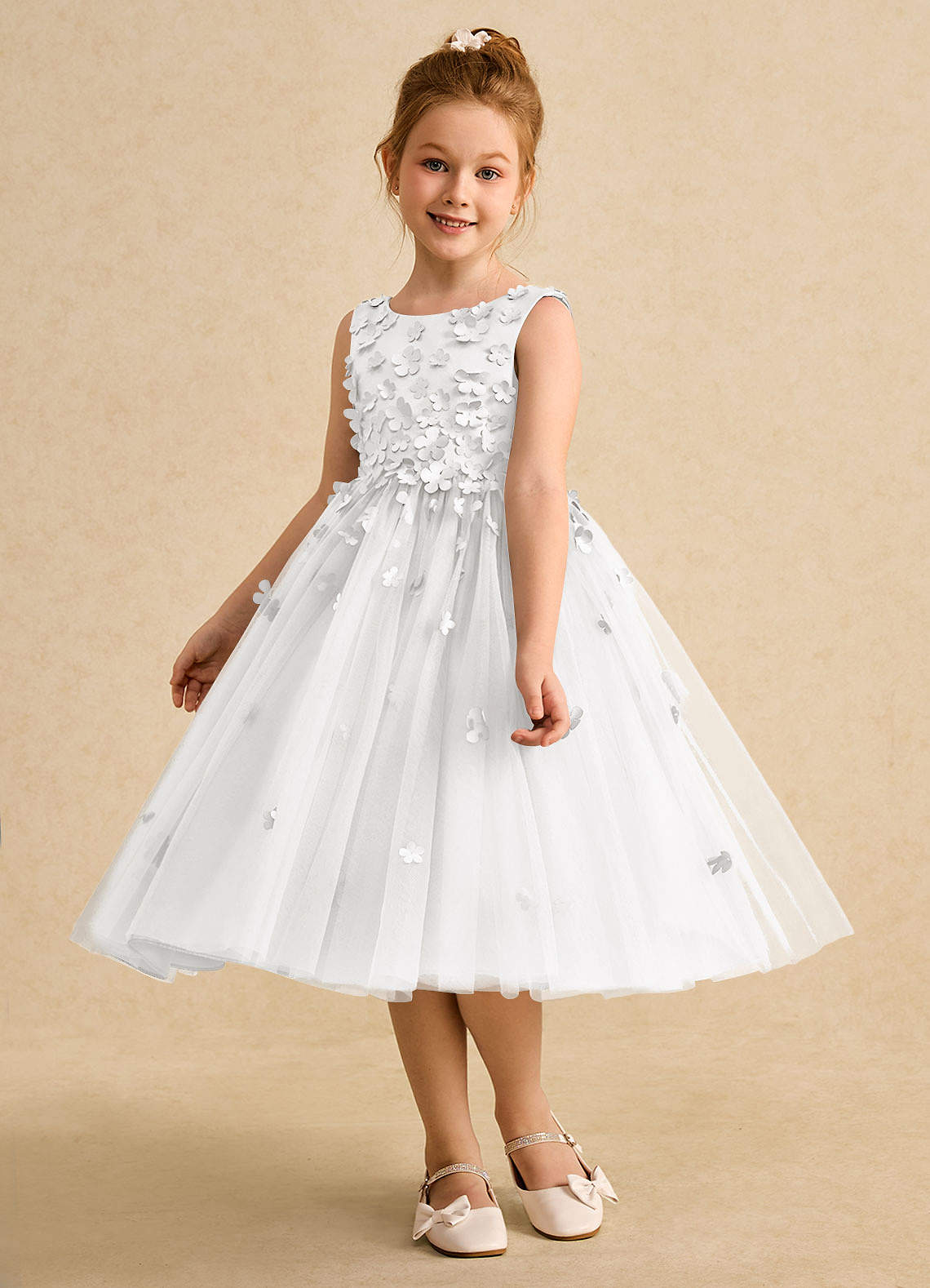 Azazie Lana Flower Girl Klänningar Klä A-Line i Matt satäng Ärmlös image2