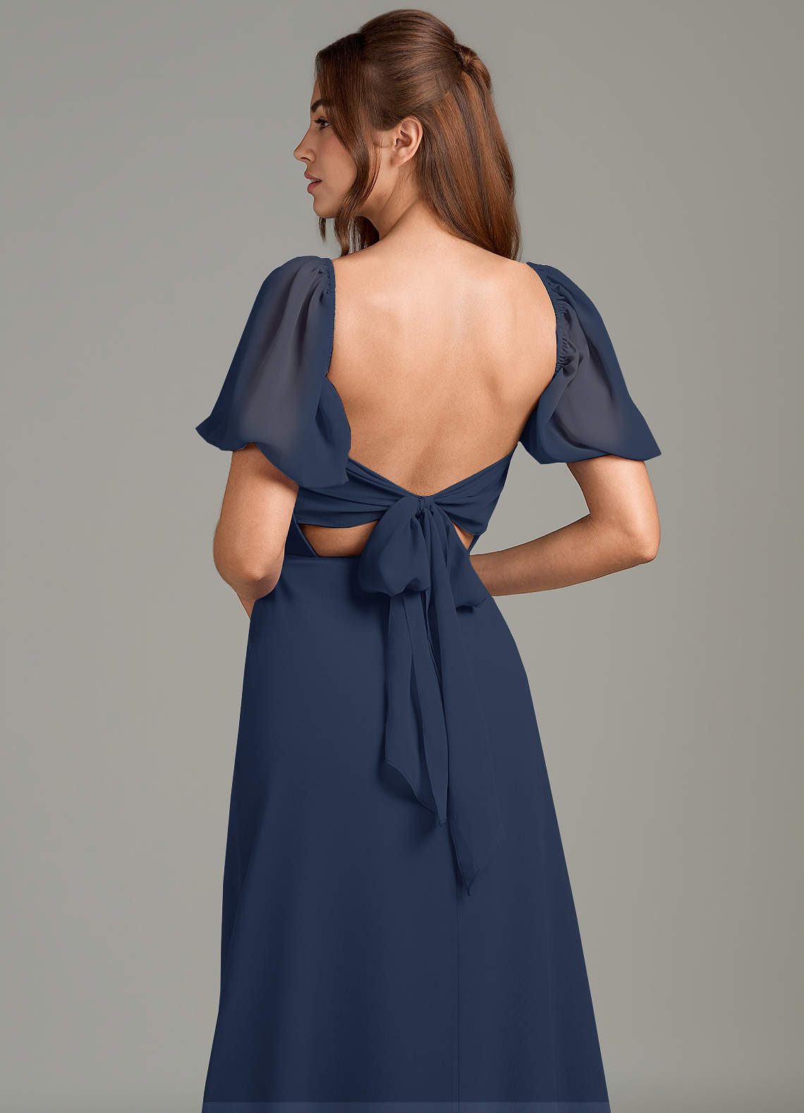 navy silk chiffon dress Kamperett SADE SILK CHIFFON DRESS - Midnight Navy