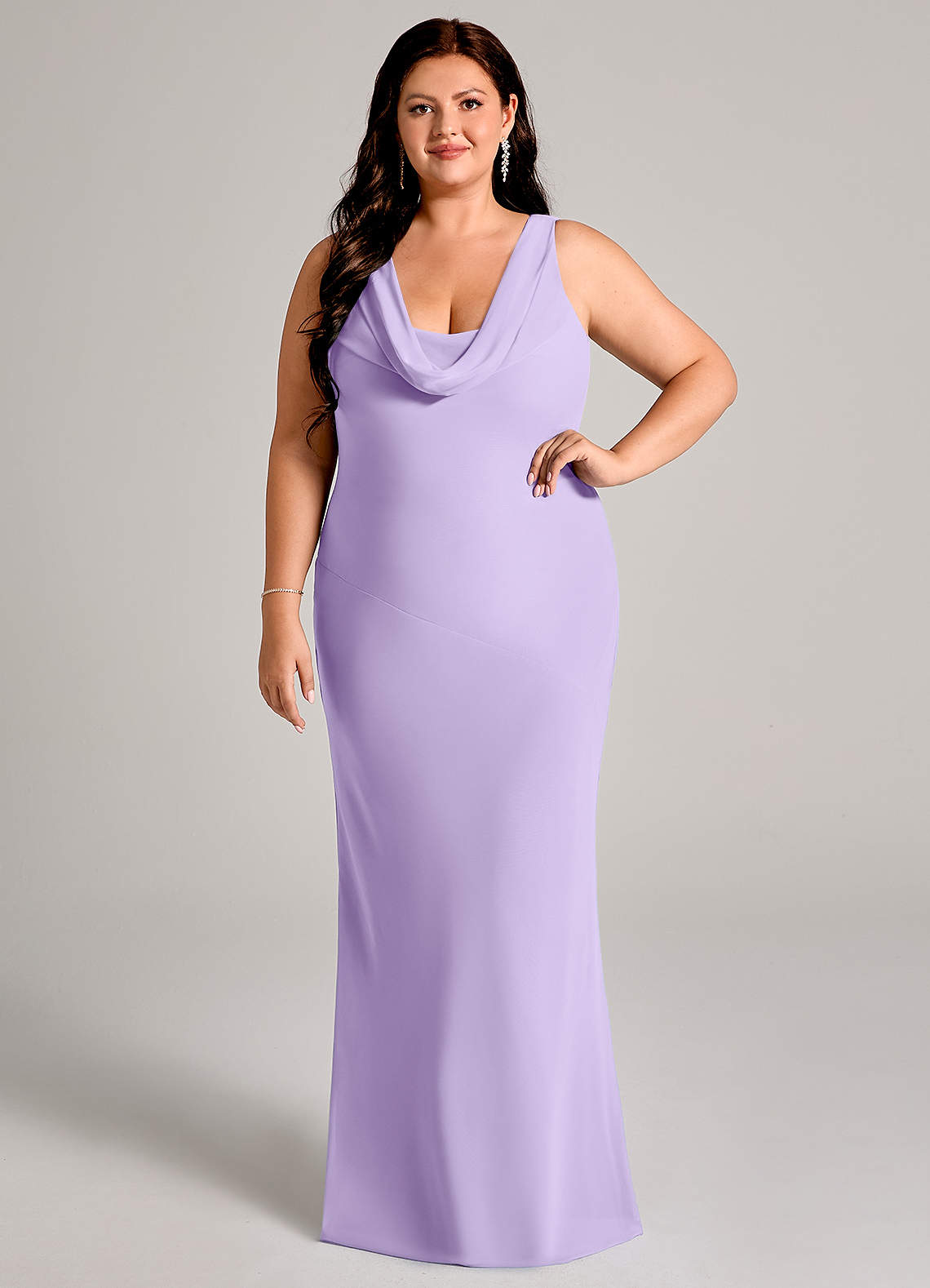 Azazie Rylina Bridesmaid Dresses Lilac Mermaid Pleated Chiffon Dress image1