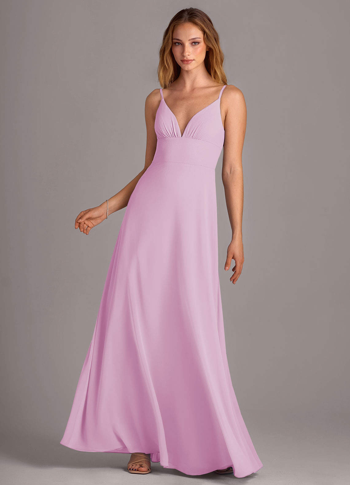 Azazie Amina Bridesmaid Dresses Candy Pink A-Line Chiffon Dress image1