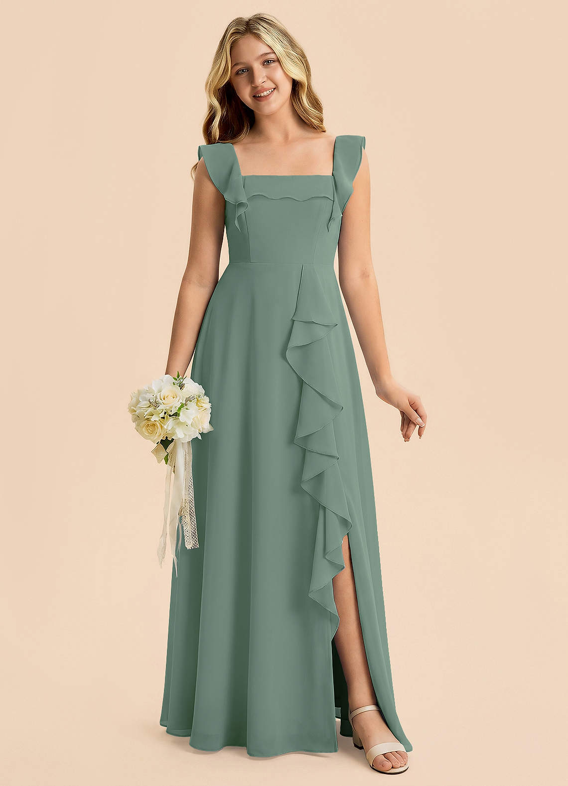 eucalyptus junior bridesmaid dresses Eucalyptus Whimsical Blooms Bridesmaid Dress Matte Satin Size Large