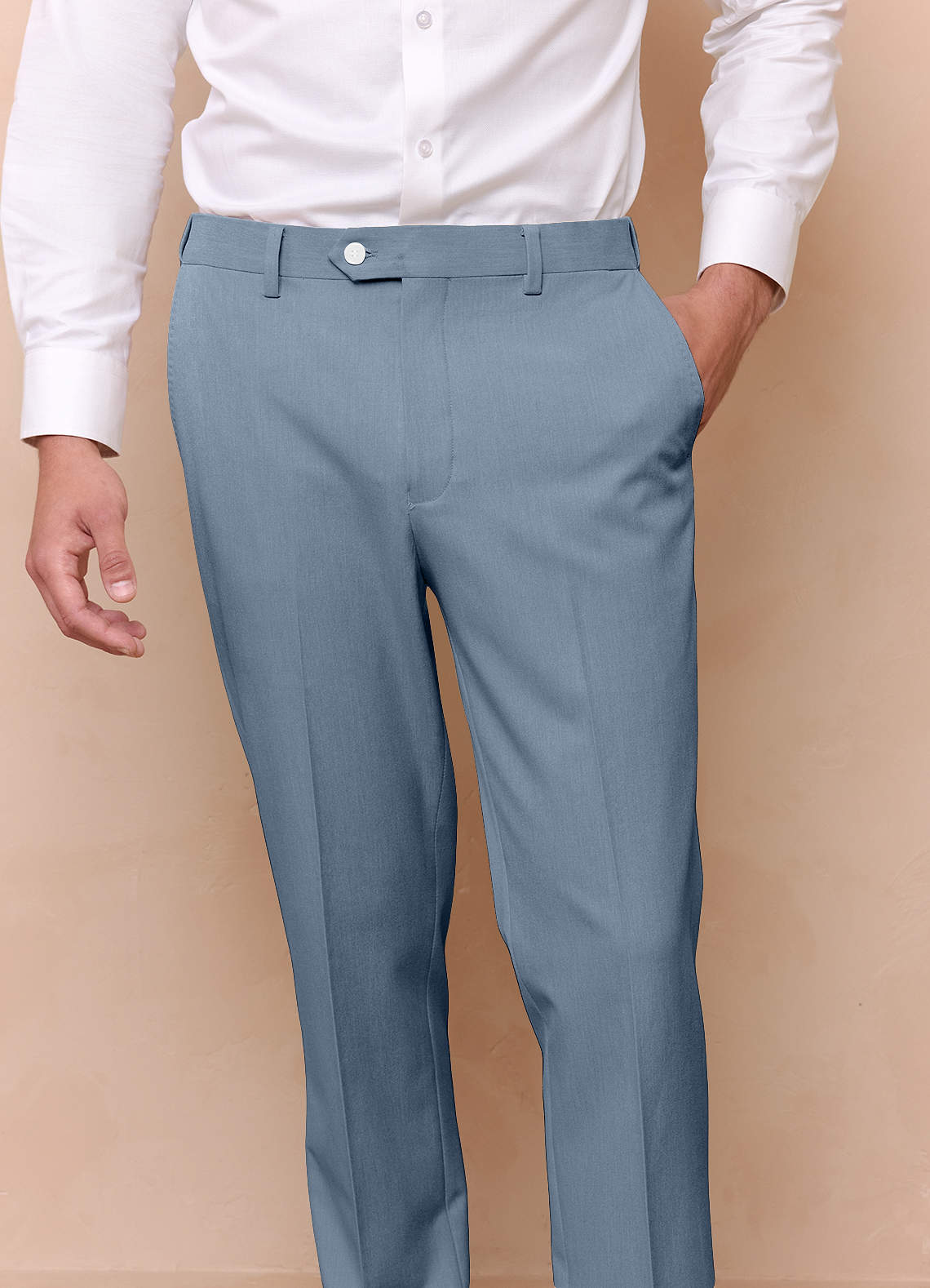 front James Dusty Blue Structured Stretch Dress Pants
