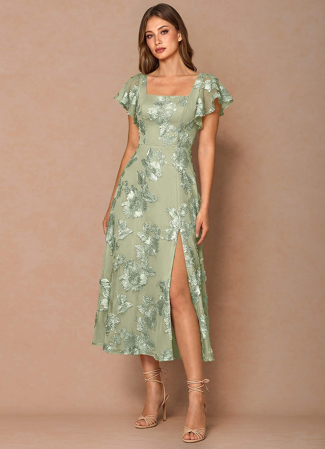 Talia Light Green Midi Dress | Azazie