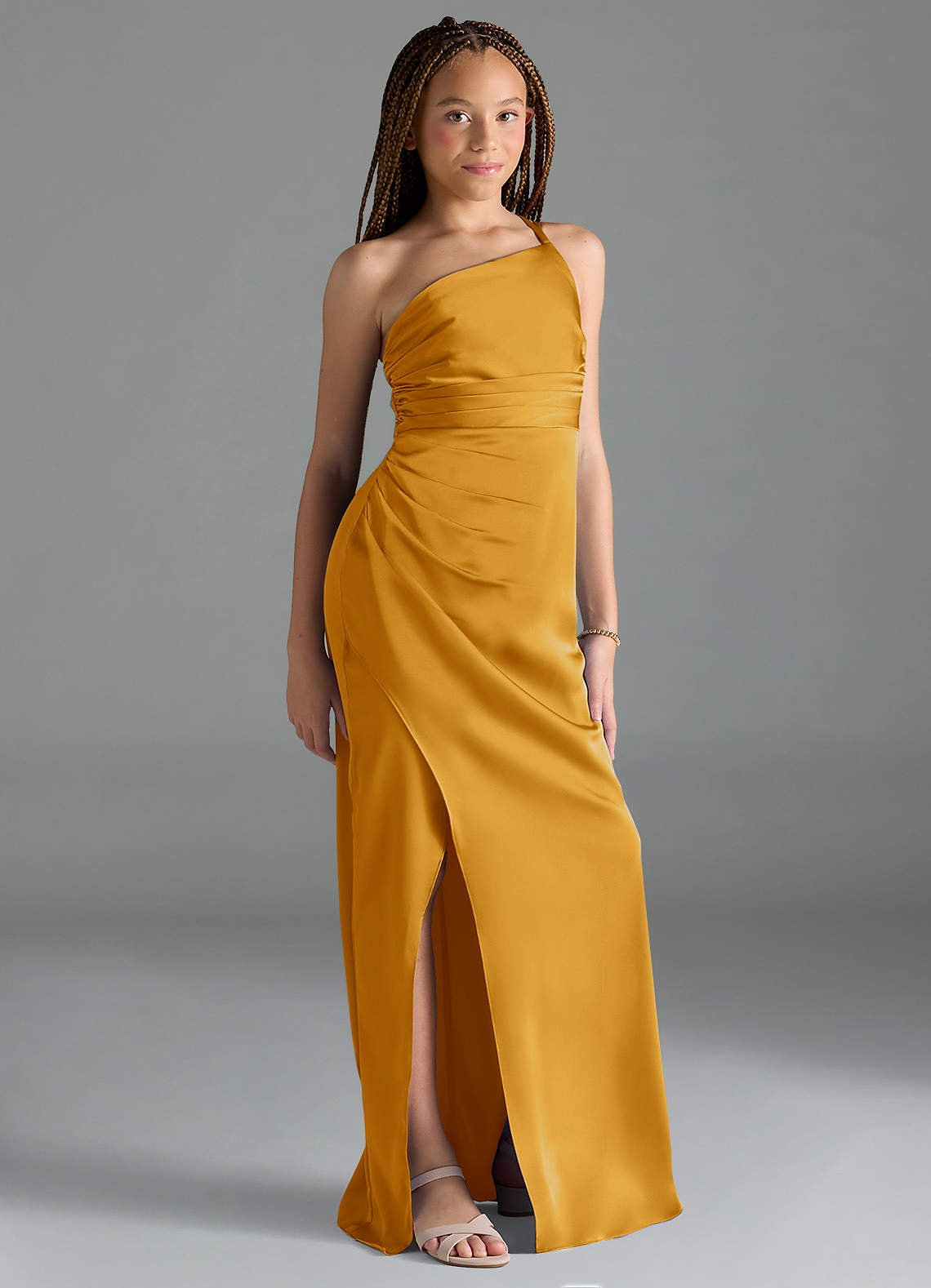 Azazie Eren Junior Klä av Tubklänning i Stretch Satin Plisserad image3