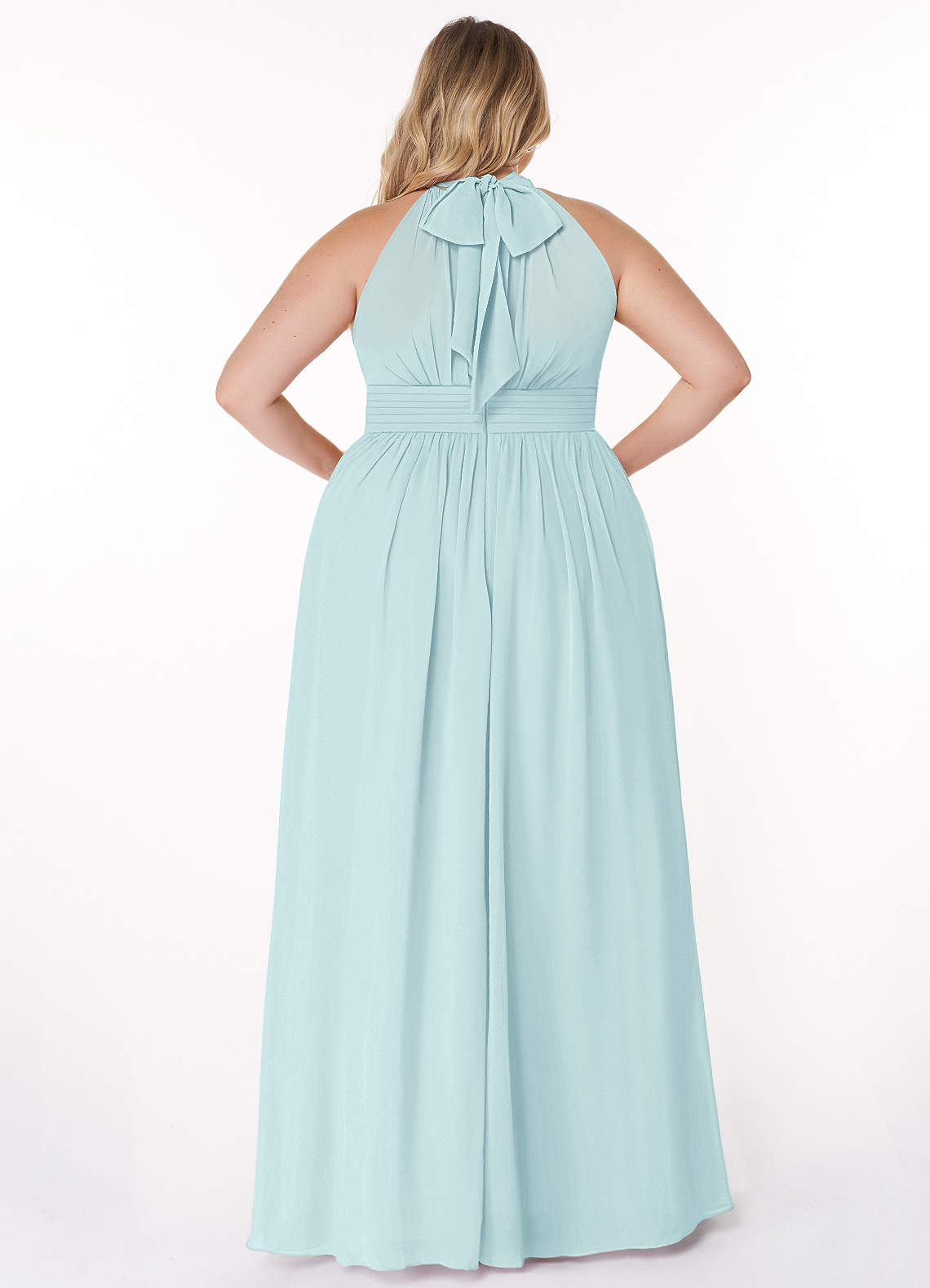 Azazie A-Line Halter Neck Floor-Length Chiffon Bridesmaid Dresses - Sea Glass