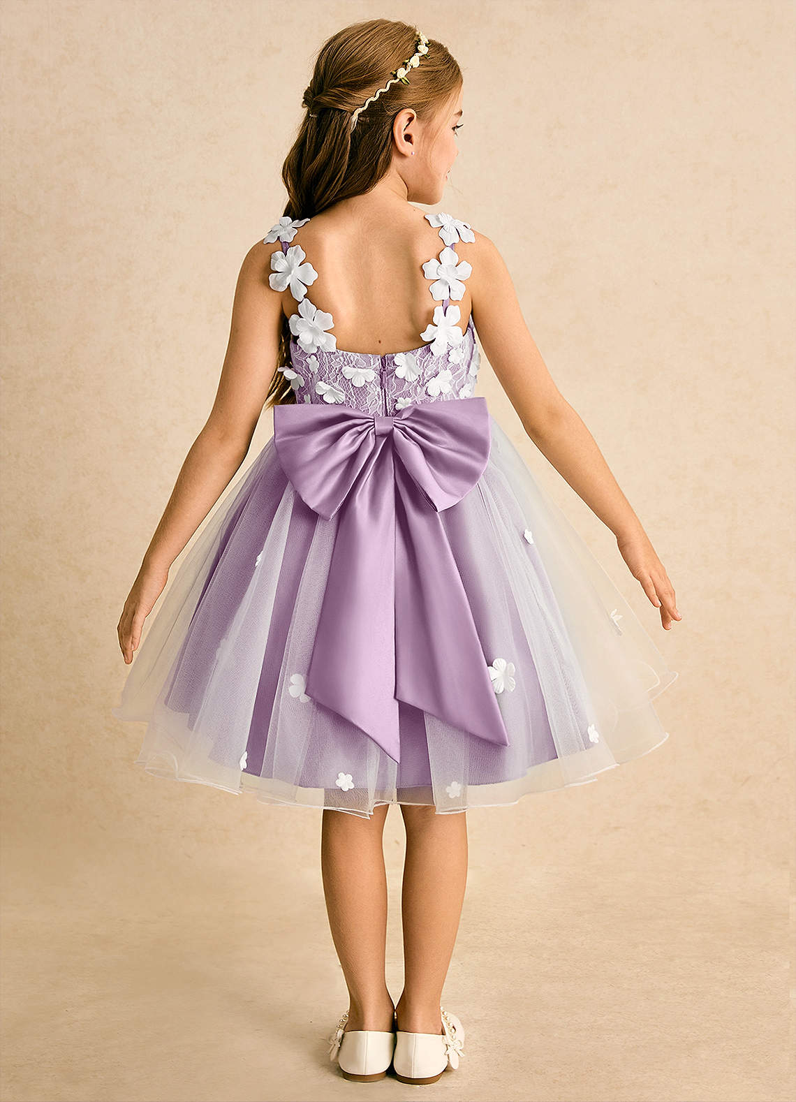 Azazie Junebug vestidos de niña de las flores Vestido de Marfil Wisteria de Tul de Princesa con Encaje image1