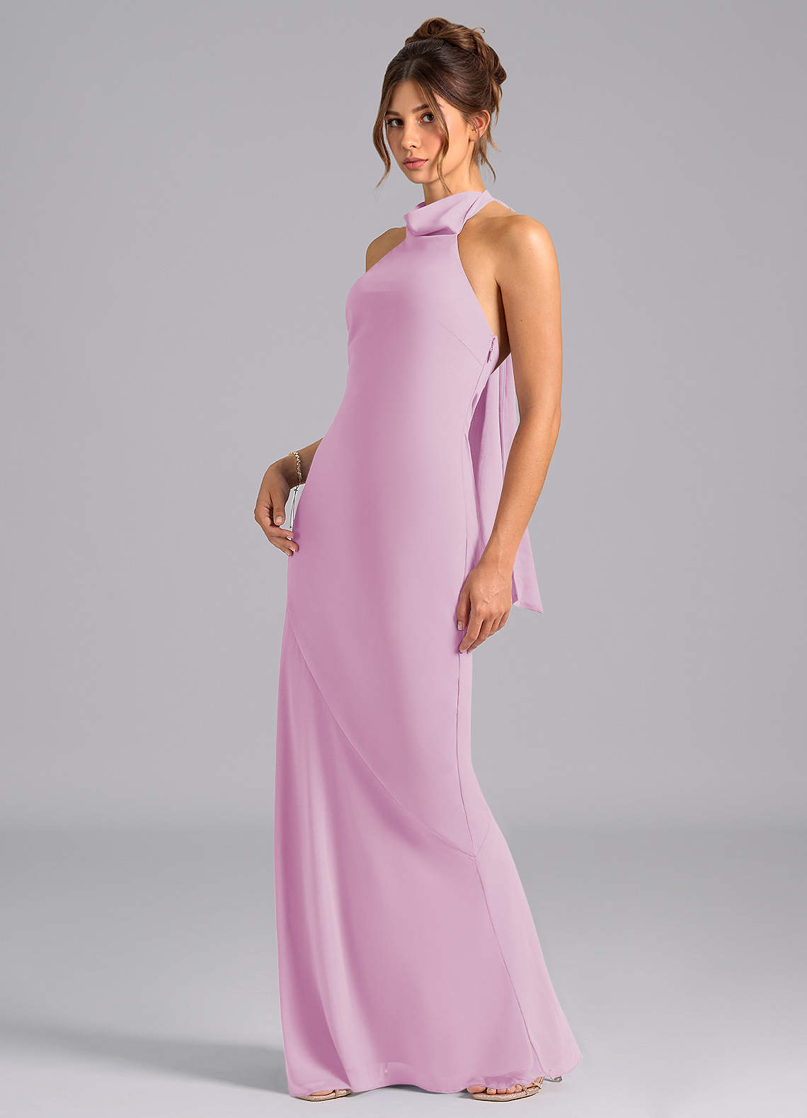 pink high neck bridesmaid dresses Blush Pink Bridesmaid Dress Chiffon Size 3X