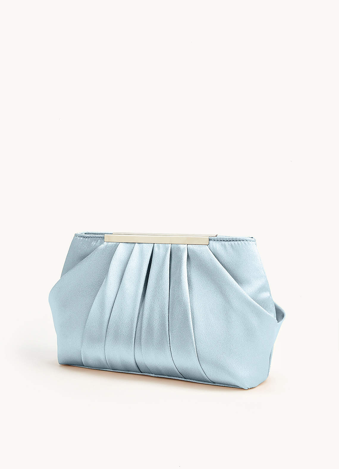 front Matching Color Metallic Satin Pleated Clutch