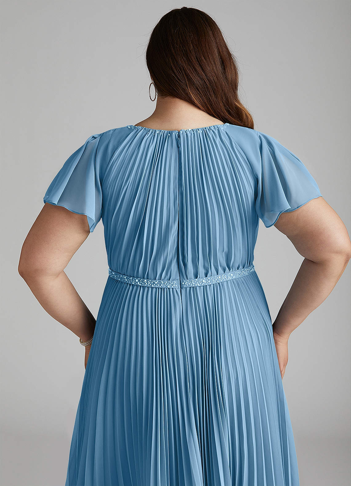 Azazie Kara Robes de demoiselle d'honneur modestes Robe Trapèze Plissée Longueur ras du sol Mousseline de soie image13