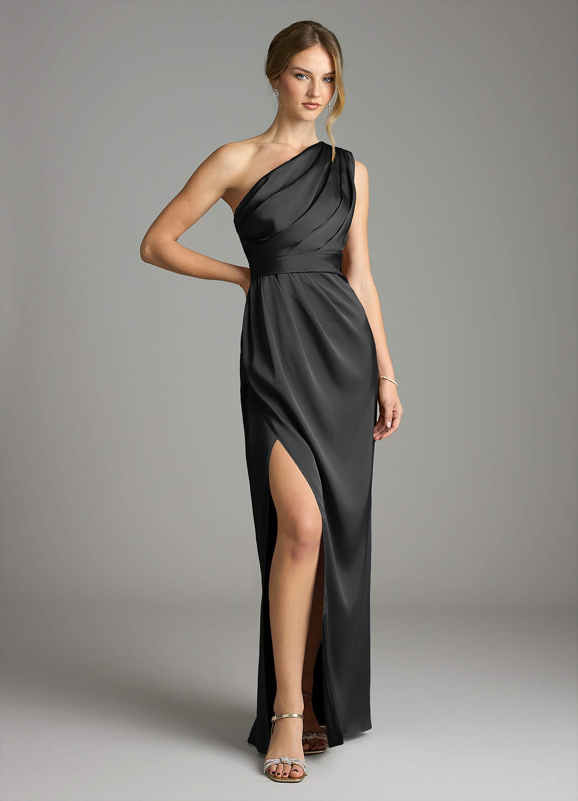 Azazie Emorie Ready to Ship Black Stretch Satin Bridesmaid Dresses | Azazie Azazie Emorie Ready to Ship Black Stretch Satin Bridesmaid Dresses | Azazie