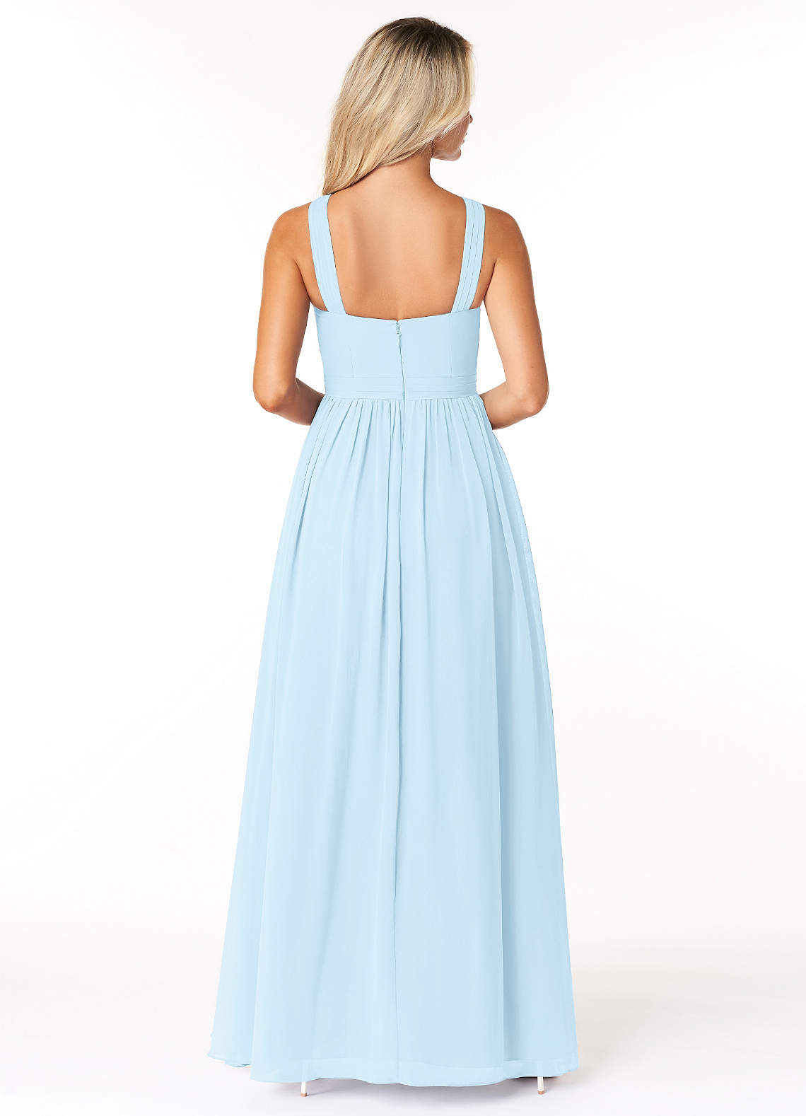 elvira blue dress Zeus+Dione Elvira Maxi Dress w/Neck Gathering Blue