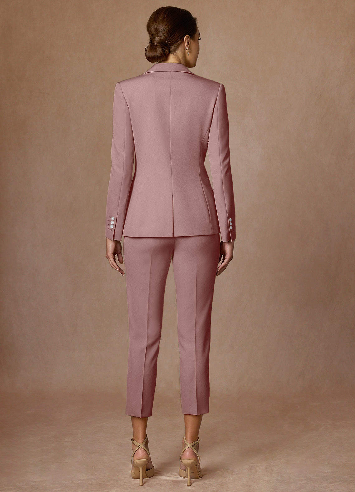 front Kennedy Dusty Rose Refined Weave Performance Pants Suit