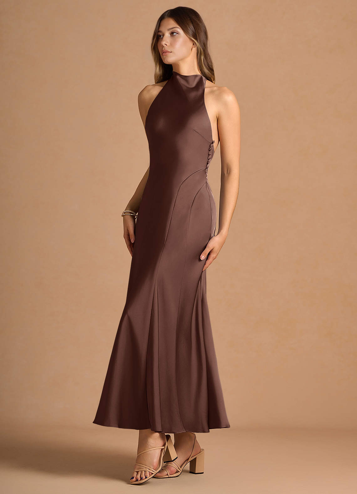 Diantha Mocha Coco Maxi Dress | Azazie