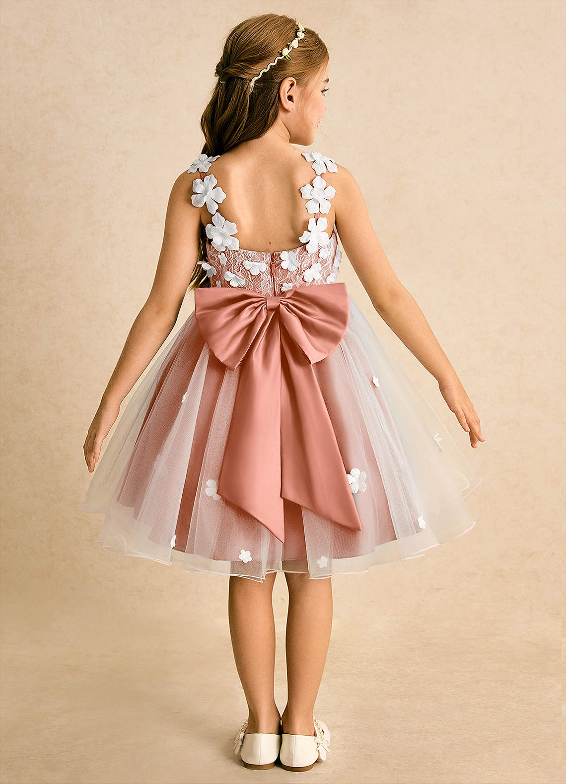 Azazie Junebug vestidos de niña de las flores Vestido de Marfil Mai Tai de Tul de Princesa con Encaje image1