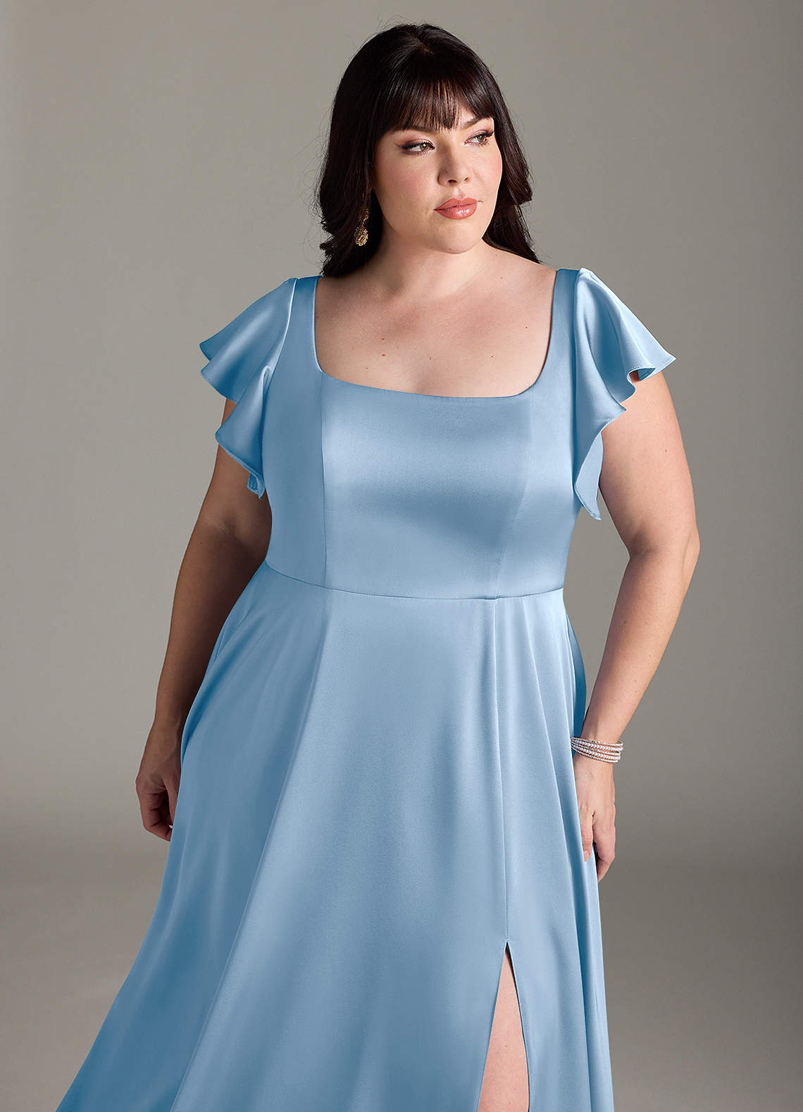 Azazie Bondi Klänningar att prova hemma Klä av A-Linje i Stretch Satin Rosett Kastanjebrunt image10