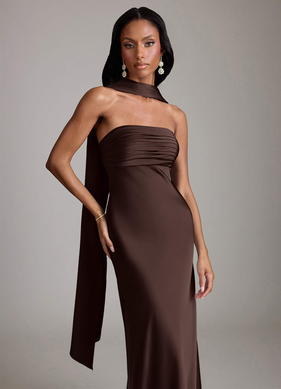saylor brown dress Azazie Ganache Stretch Satin Bridesmaid Dresses Color:Limited Edition - Mint 1600s Sequin Blazer Dress Black Your new dreamy boho