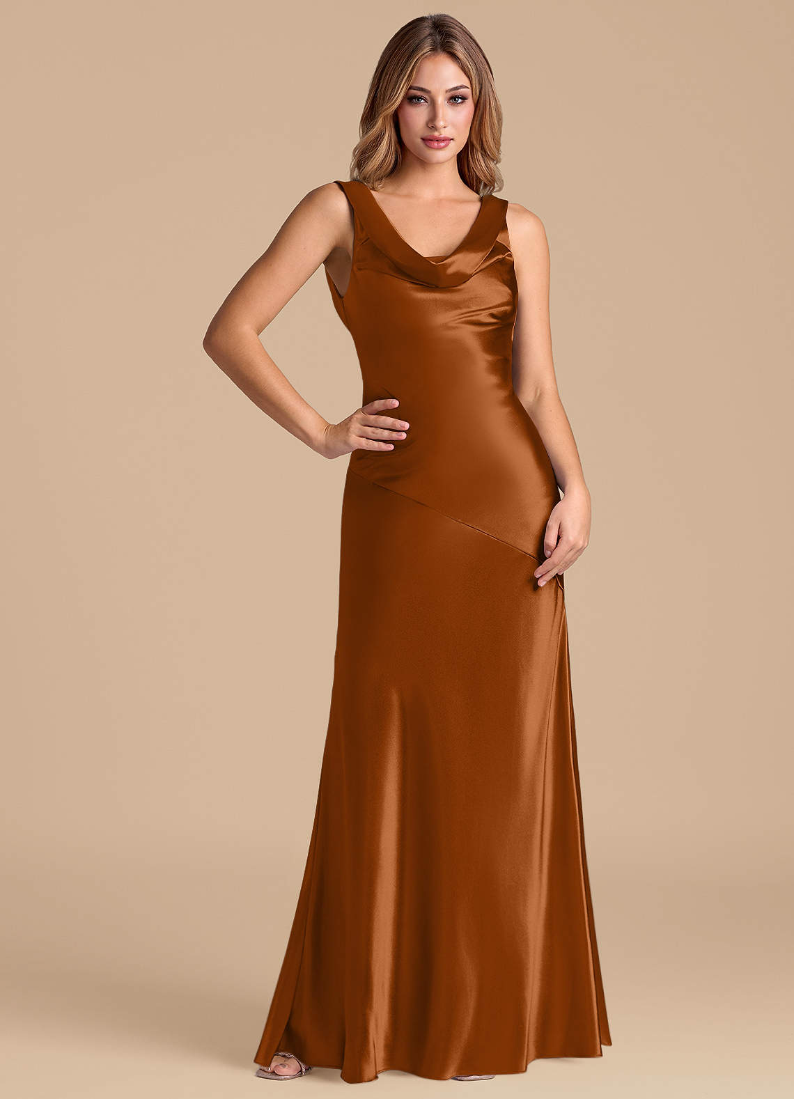 copper metallic bridesmaid dresses Azazie Rylina Draped Short Sleeve Crystal Ostrich Feather US SIZE:US24 Dancing JL Ants