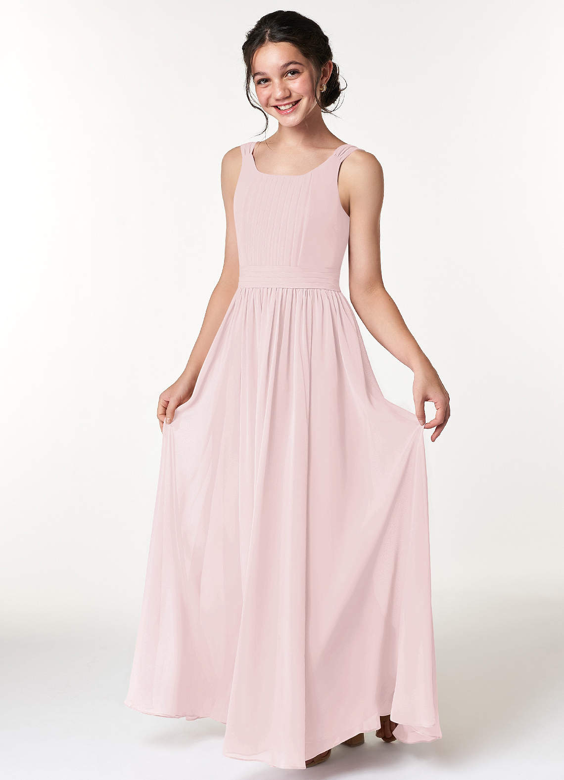 Azazie Tiana A-Line Pleated Chiffon Floor-Length Junior Bridesmaid Dress image1