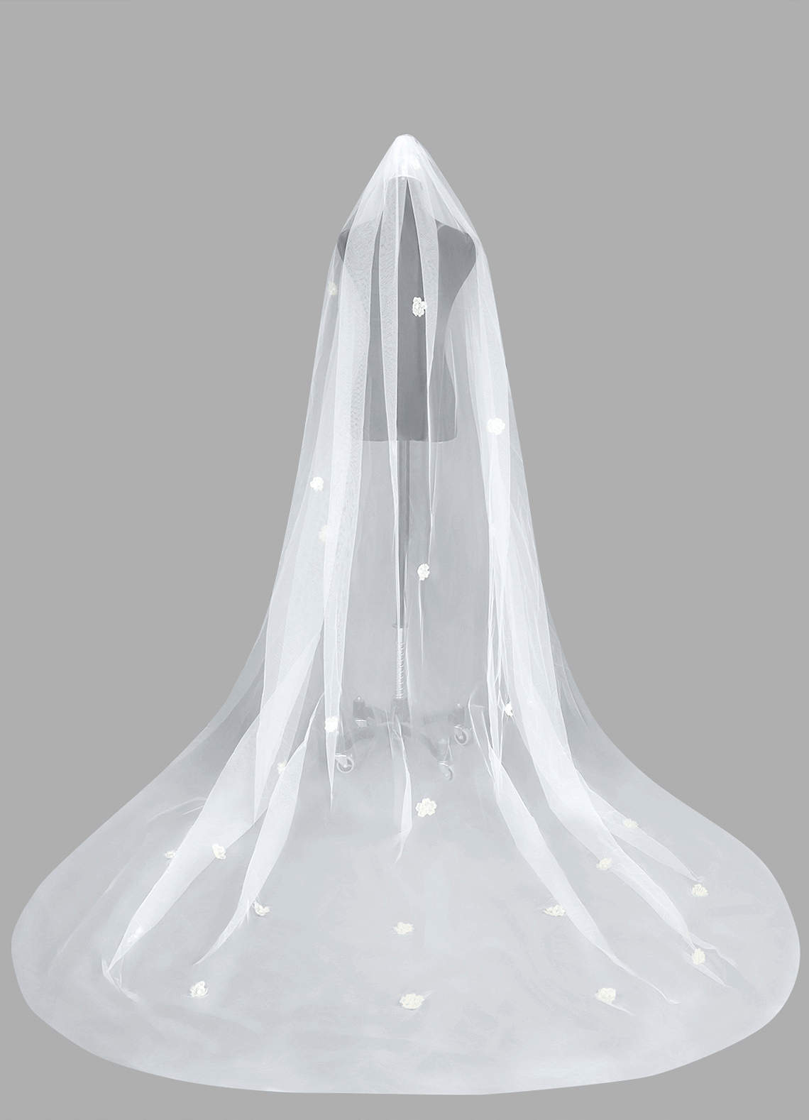front 3D Flower Cathedral Veil