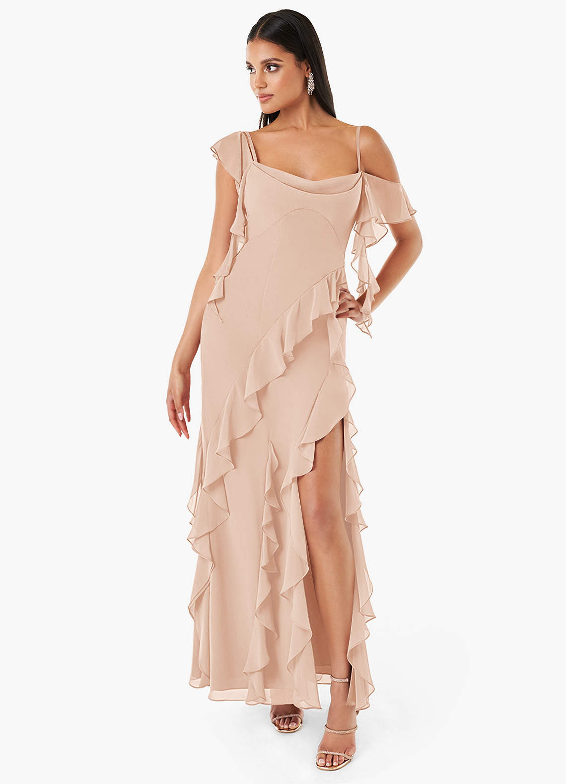 asymmetrical hem long sleeve dress Elegant Butterfly Design Long Sleeves Midi Length A-Line Asymmetrical