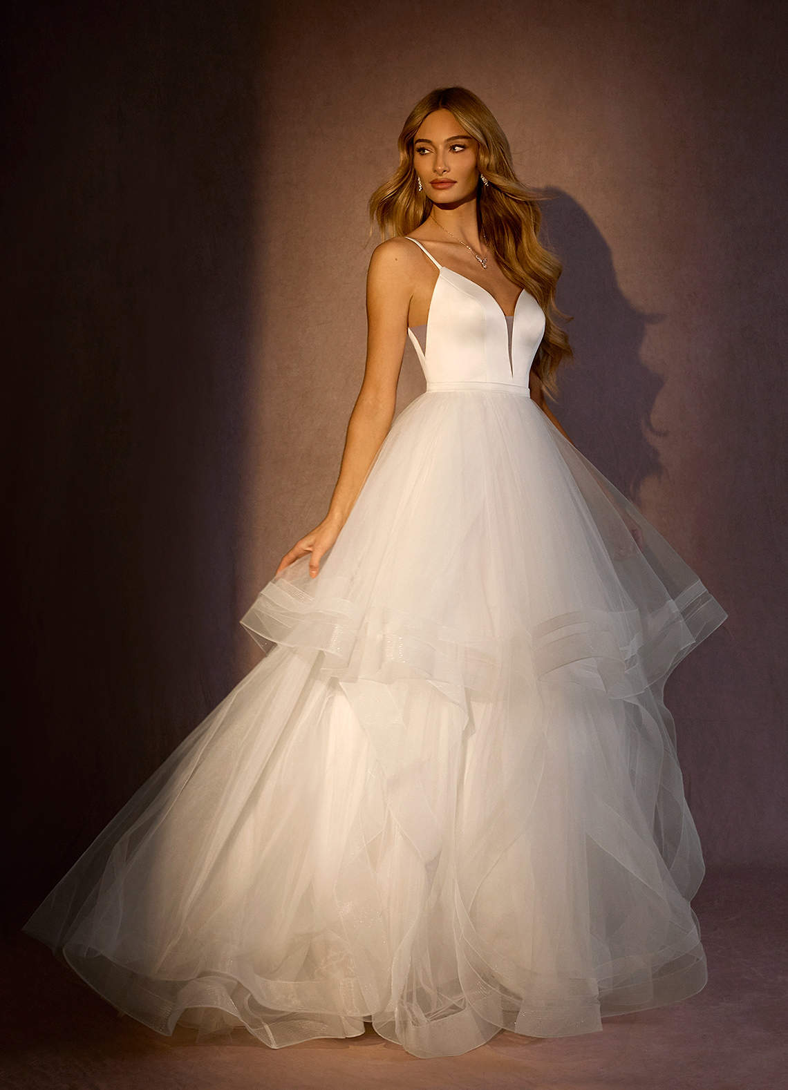Azazie Lizabeth Wedding Dresses Diamond White Ball-Gown Ruched Satin Dress image1