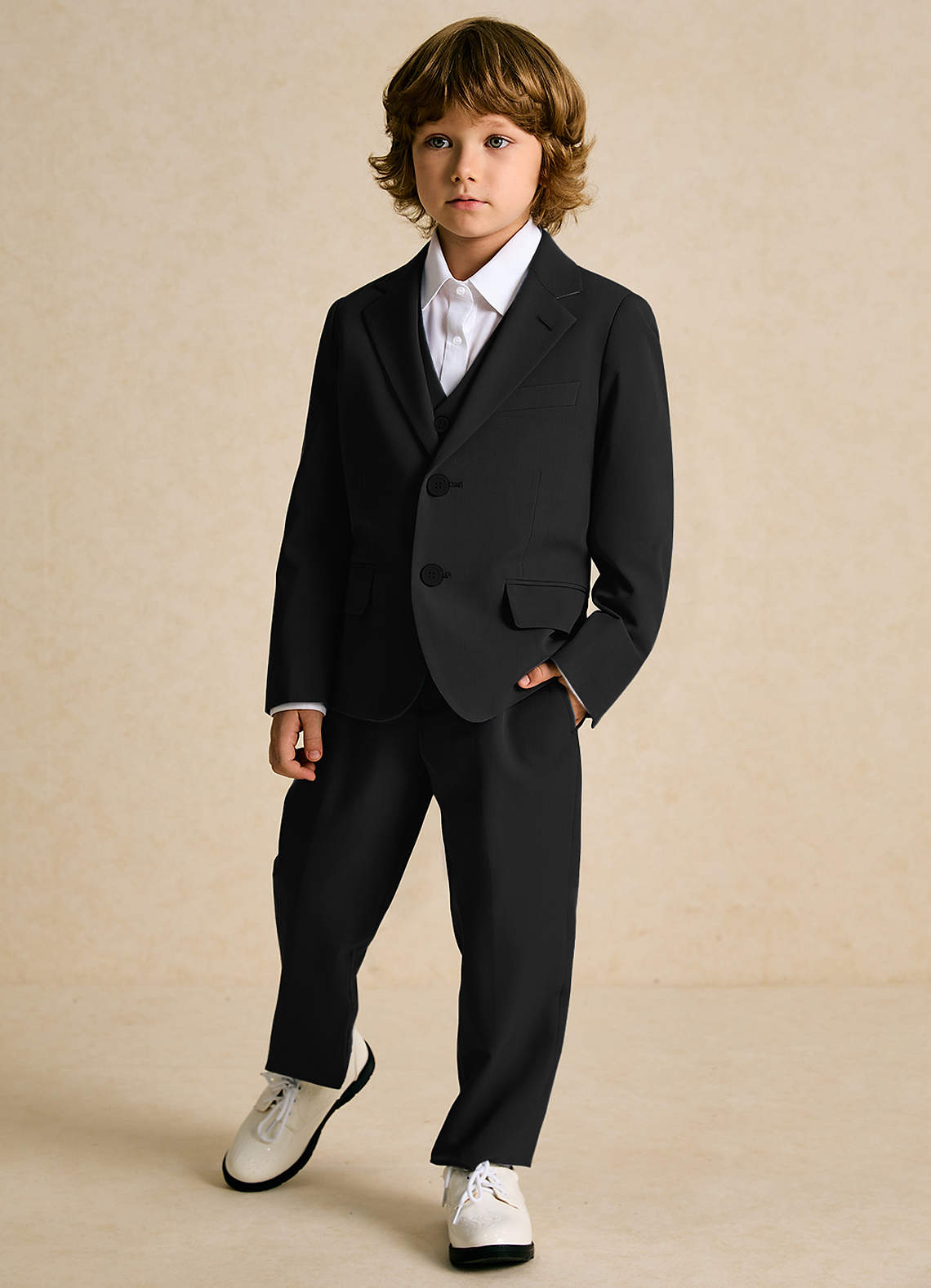 front Oliver Boys Black 3-Piece Suit