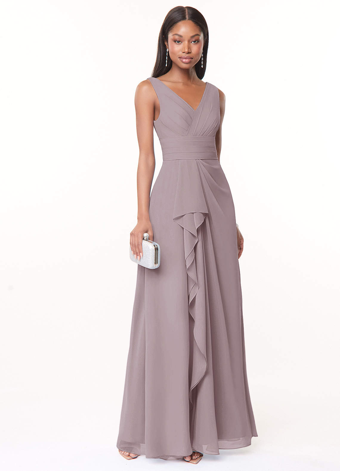 Azazie Julianna Bridesmaid Dresses Dusk A-Line Chiffon Dress image1