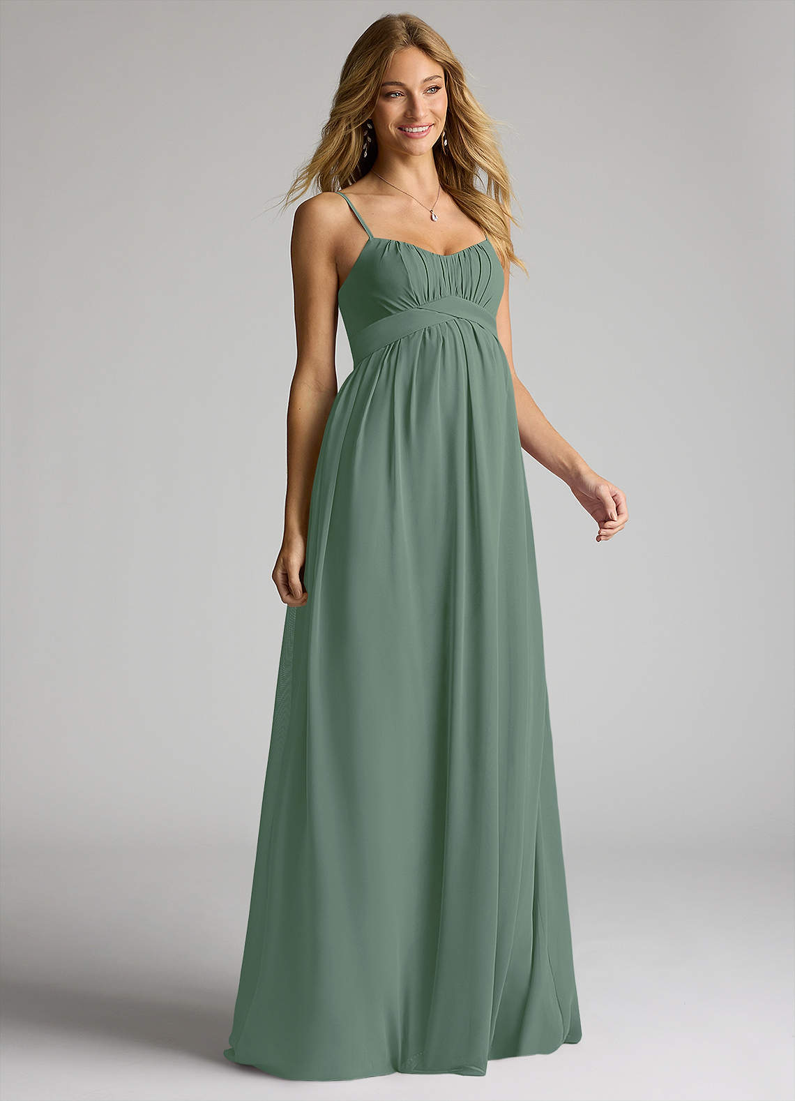 Azazie Llana Vestidos de dama de honra para maternidade Vestir Linha A Comprimento do chão Chiffon image1