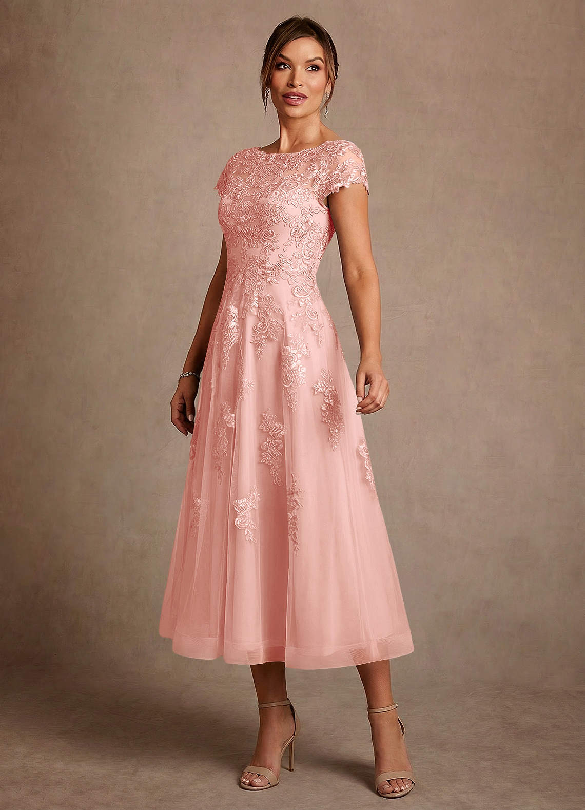 Azazie Jolanda Brudens mor kjoler A-Line Blonder Te-længde Kjole image3