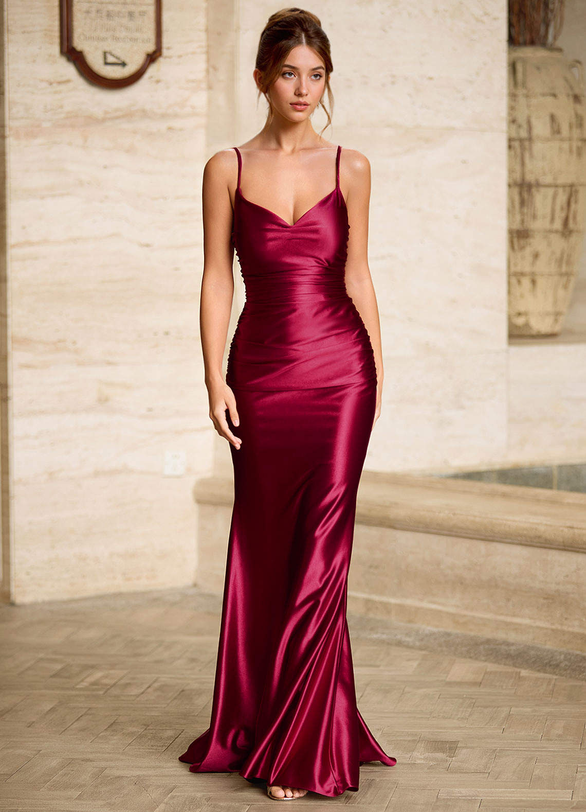 red satin dress backless Piece Of Art : Backless Dress – FlyHer main image 1