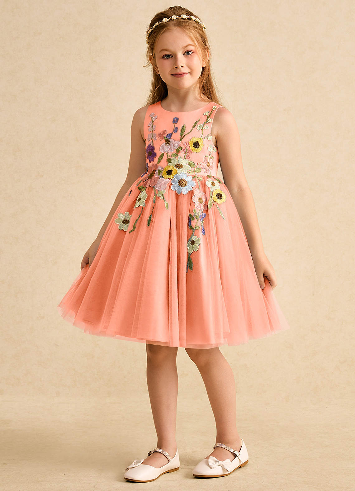 Azazie Prima Flower Girl Dresses Sunset A-Line Bow Tulle Dress image4