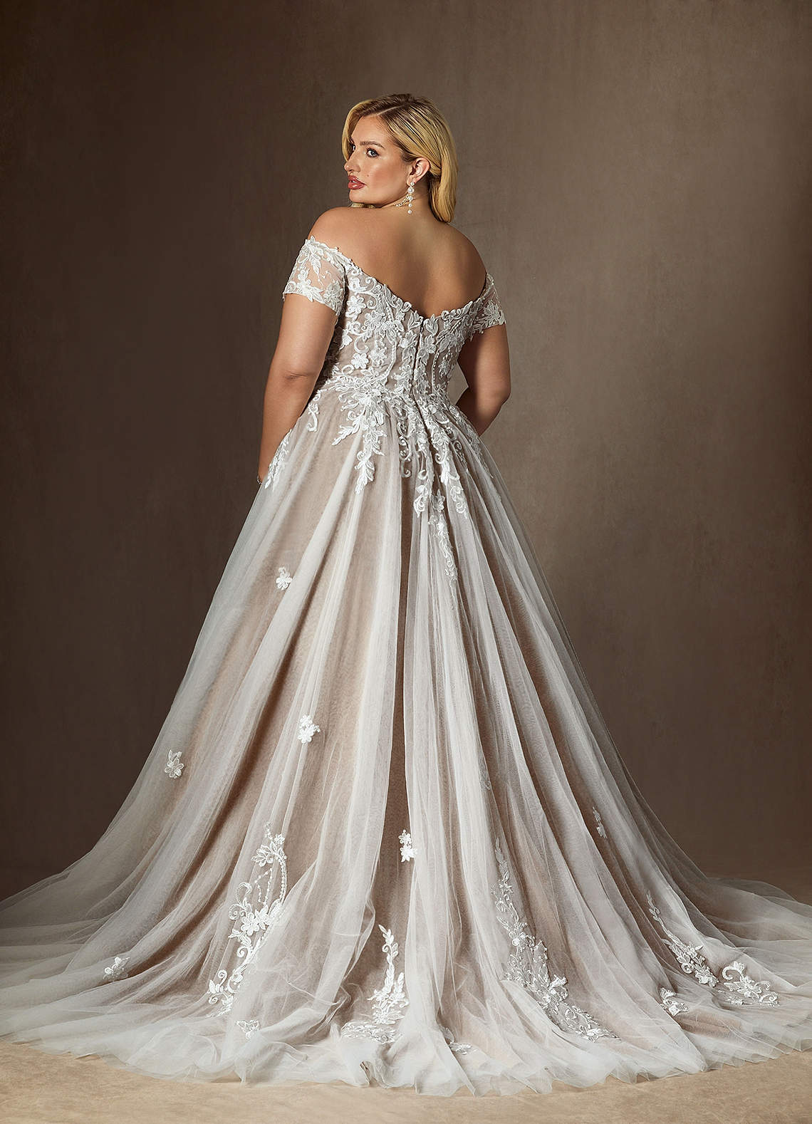 Azazie Rowe Diamond White Cocoa Ball-Gown Off the Shoulder Tulle