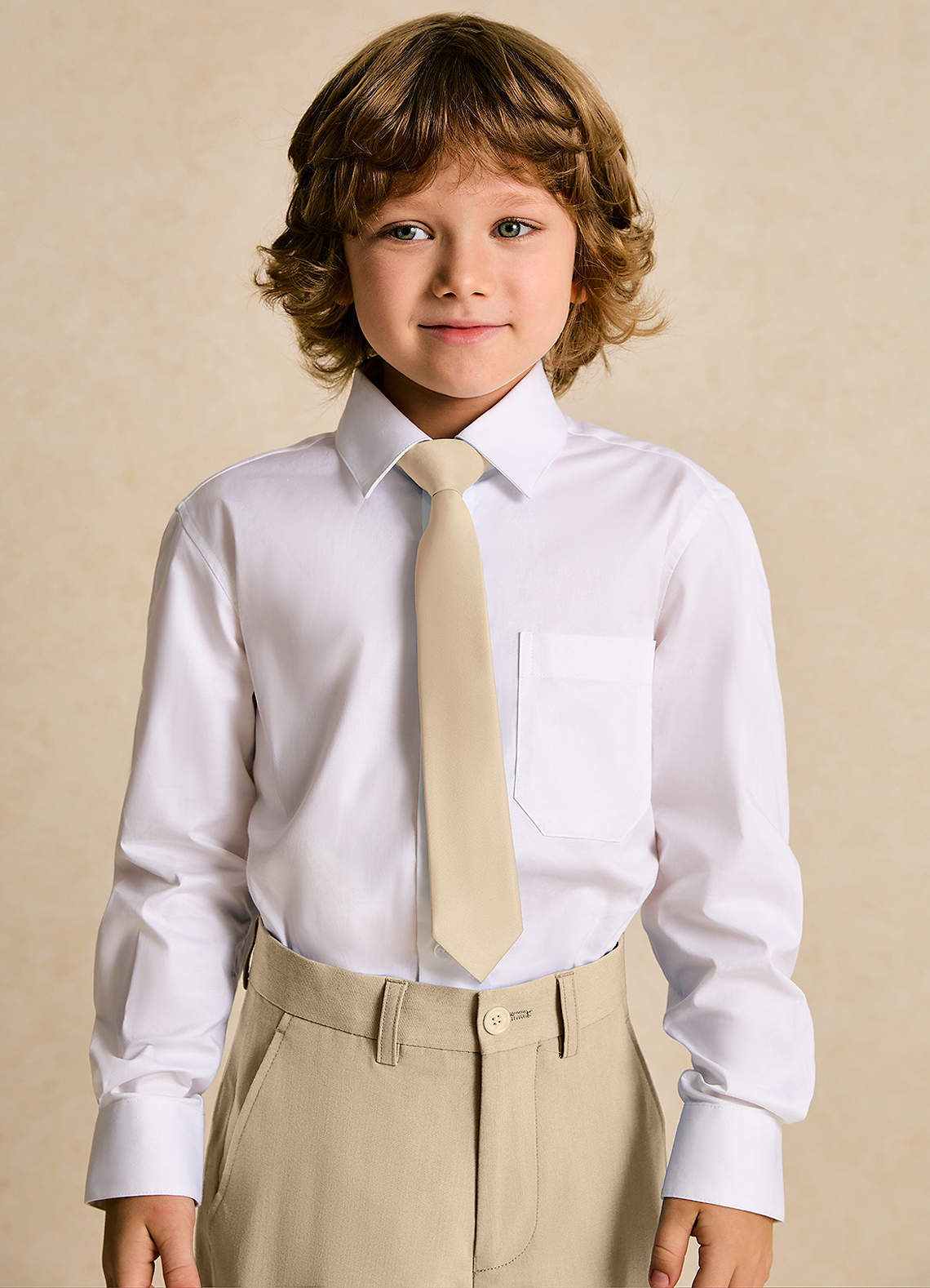 front Oliver Boys Tan 5-Piece Suit