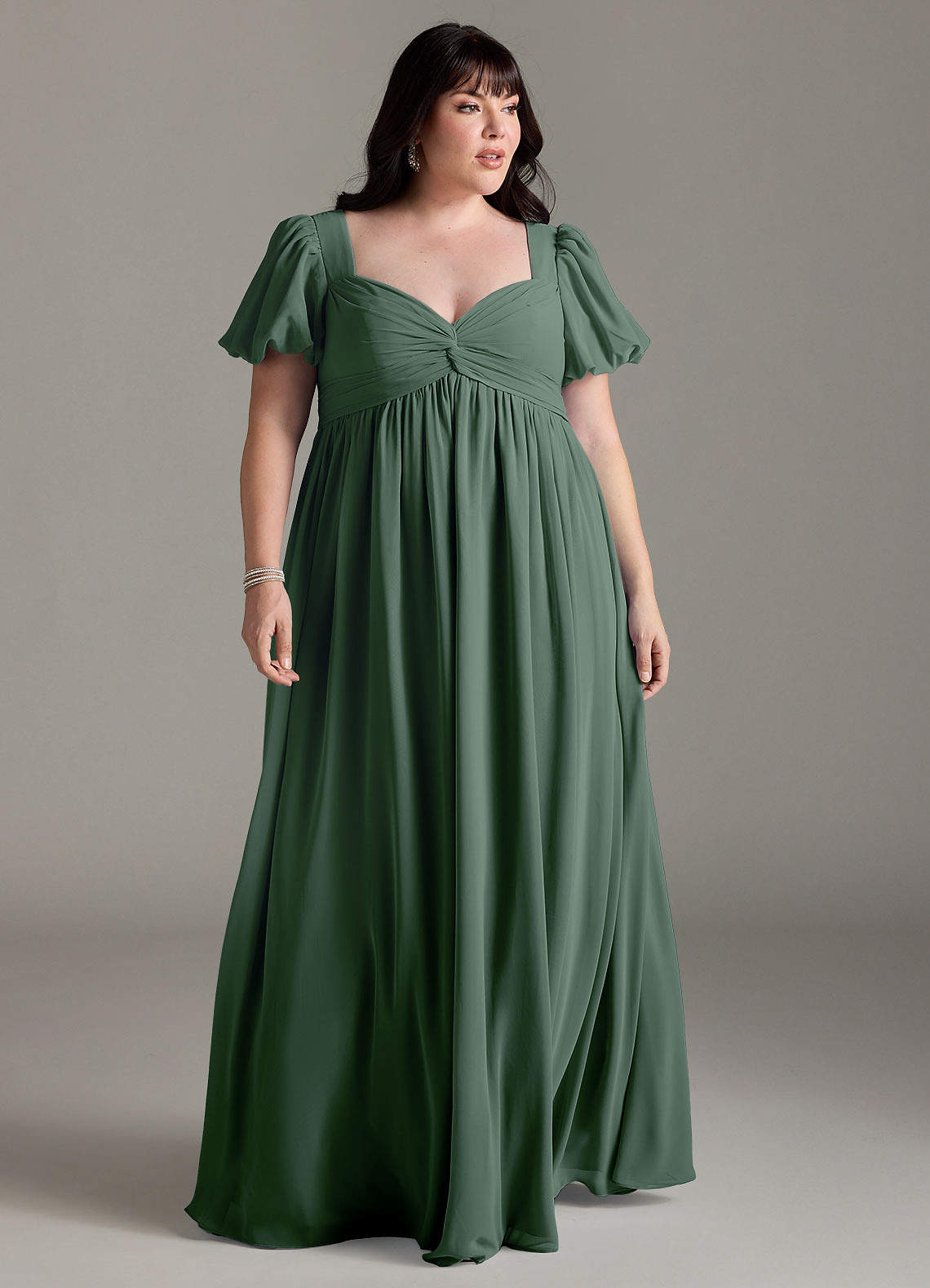 Azazie Madisynn Vestidos de dama de honra para maternidade Vestir Arco Comprimento do chão Chiffon image4