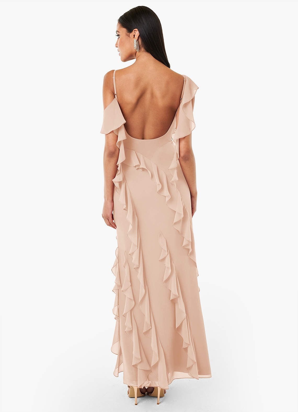 Francesca Blush Pink Ruffle Gown Azazie CA