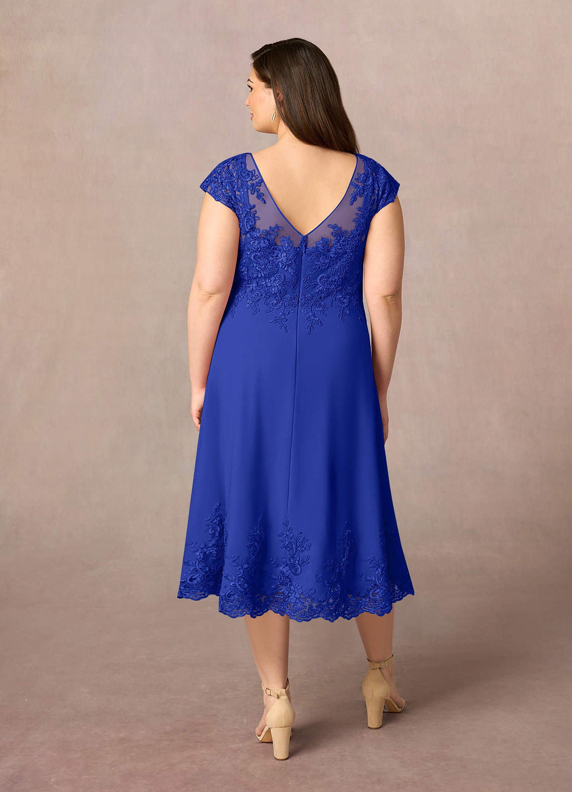 Azazie Terrano Mother of the Bride Dresses Royal Blue A-Line Scoop Lace Dress image7