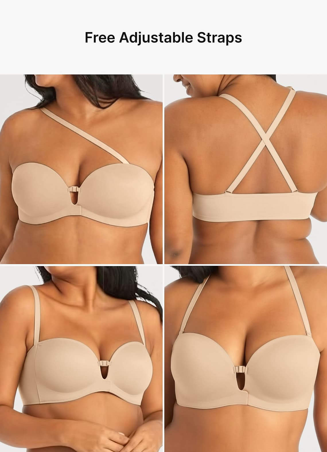 front Strapless push-up bh zonder sluiting aan de voorkant (voor cupmaat A/B)
