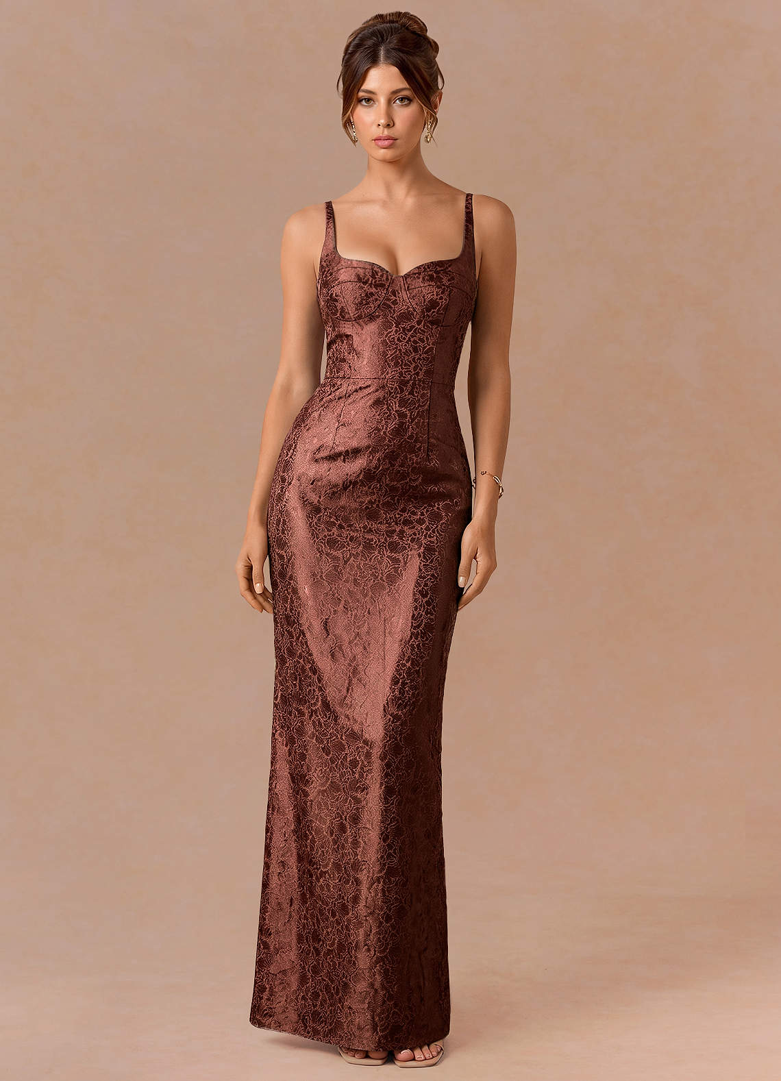 brick bridesmaid dresses Ginevieve Red Maxi Dress Color Block Turtleneck Sweater Category_Midi Color:Cream/Multi Looking for a long